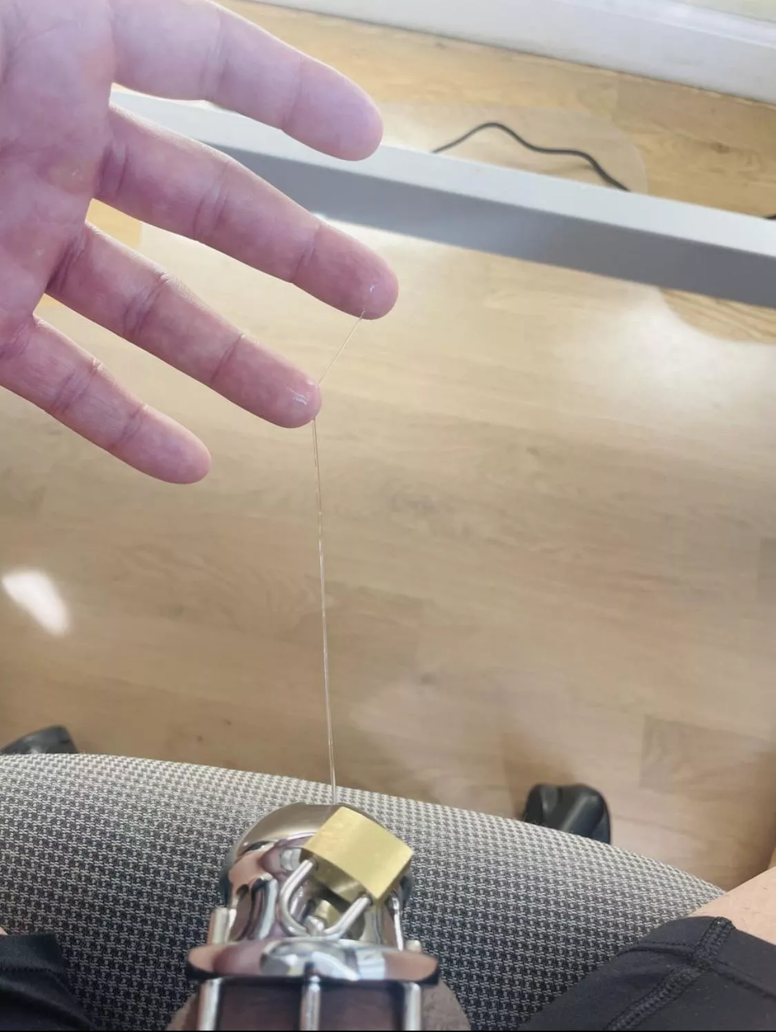 so wet in my cage. Won’t someone give me permission to take it off? 🥺 posted by thatant-