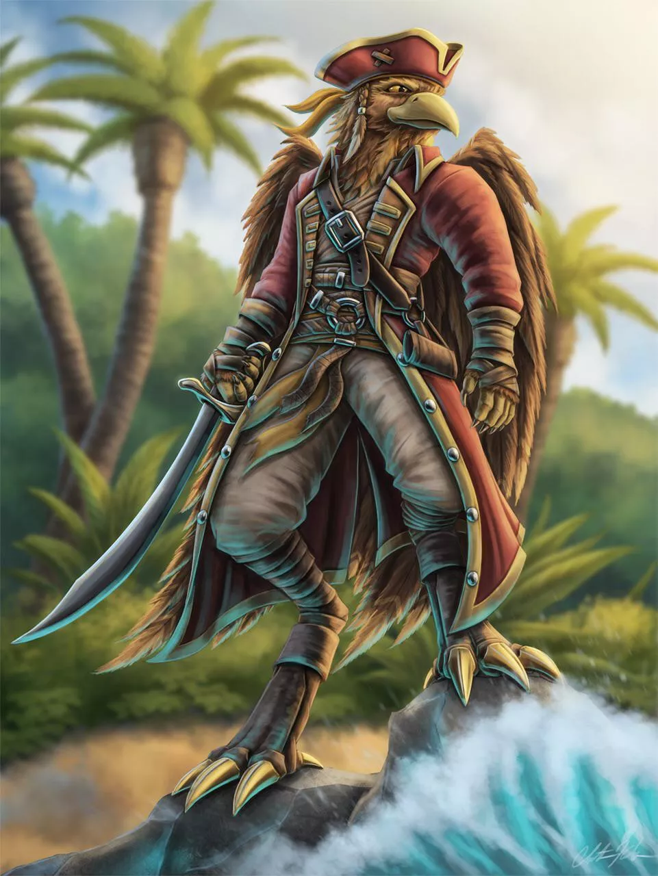 Horus, the Aarakocra Pirate Monk! (Art by Me) posted by ArmedBurrit0