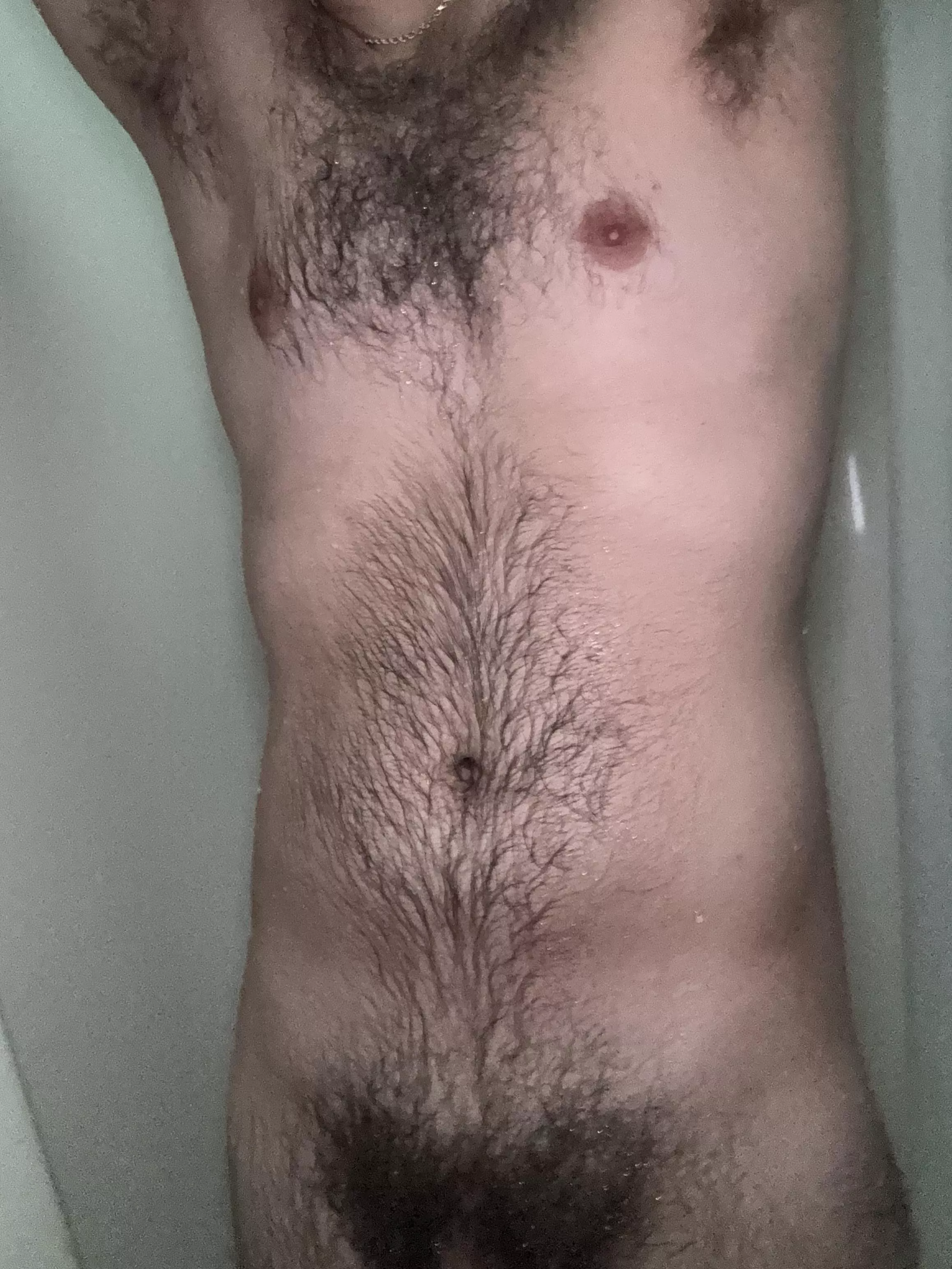 My chest looks even more hairy when wet 😳. Am I too hairy for a 22 year old? posted by cunkown4