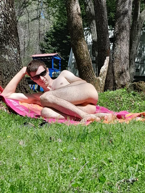 Relaxing on my blanket in the sun by Additional_Dark6278