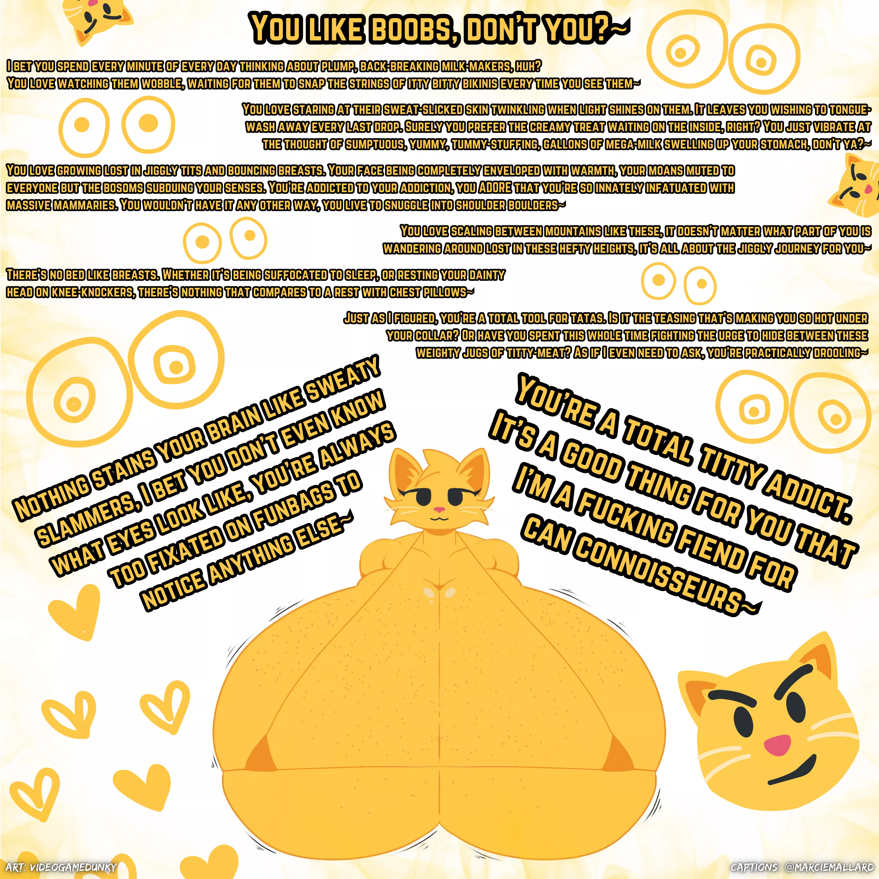 You like boobs...

[Furry] [POV] [Hyper] [Breast Focus] [Teasing] [Credits in Caption] posted by MarcieMallard