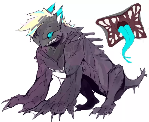 During a roleplay I'm in my main fc became a monster and I decided to make a design for him based on the description they gave me. Here it is :0 this is the first form. (Art by me) by Marychic3908