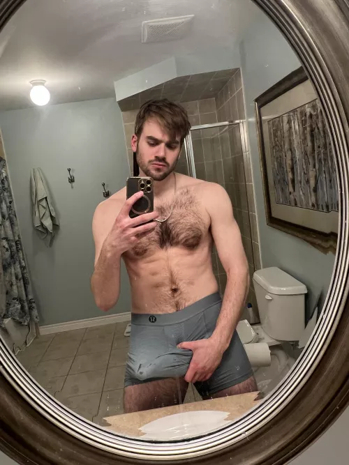 Little bit of Pre cum leaking through by showsumtits