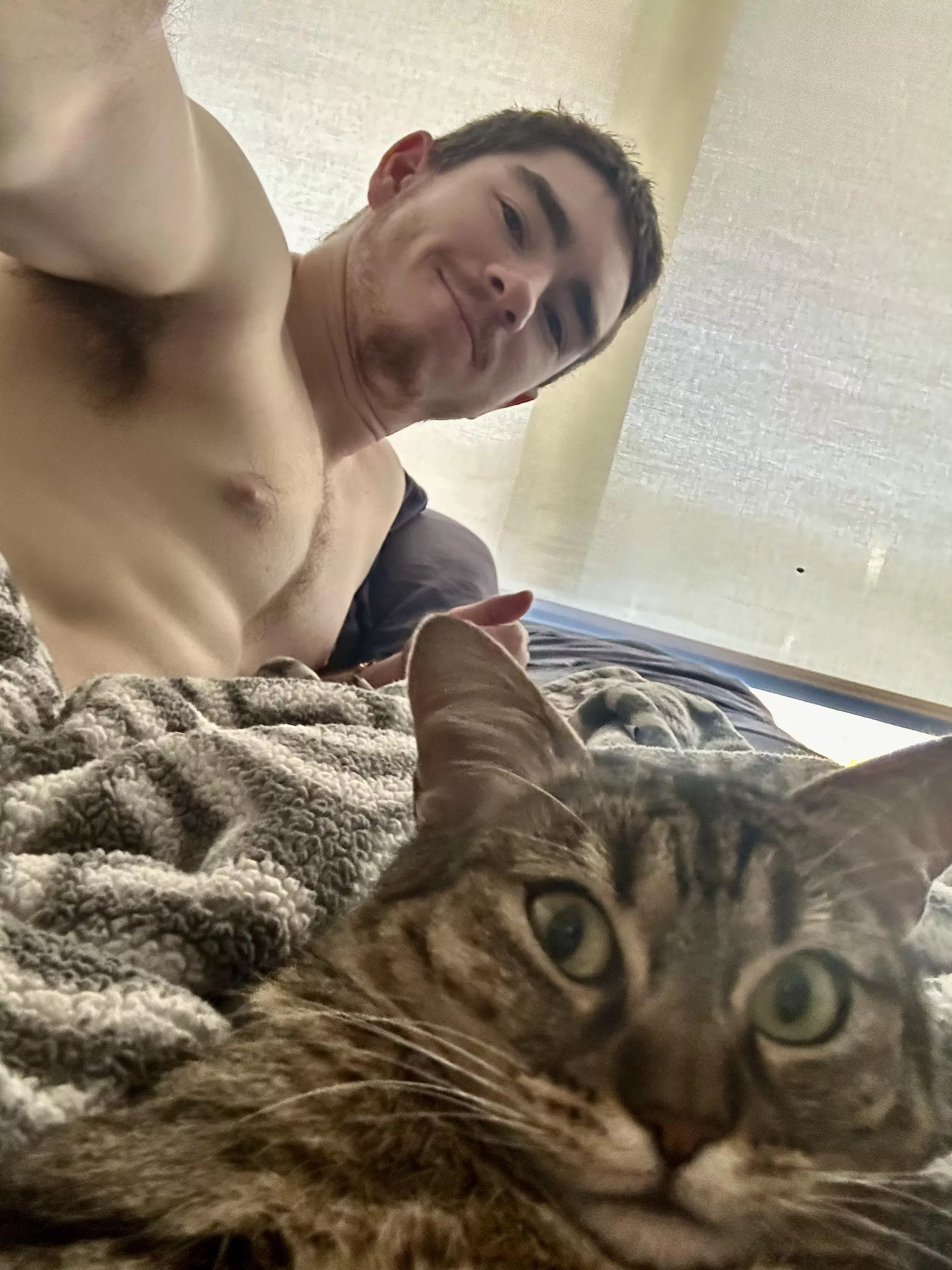 My cat was not ready for a photo this morning 😂 posted by rbsmith725