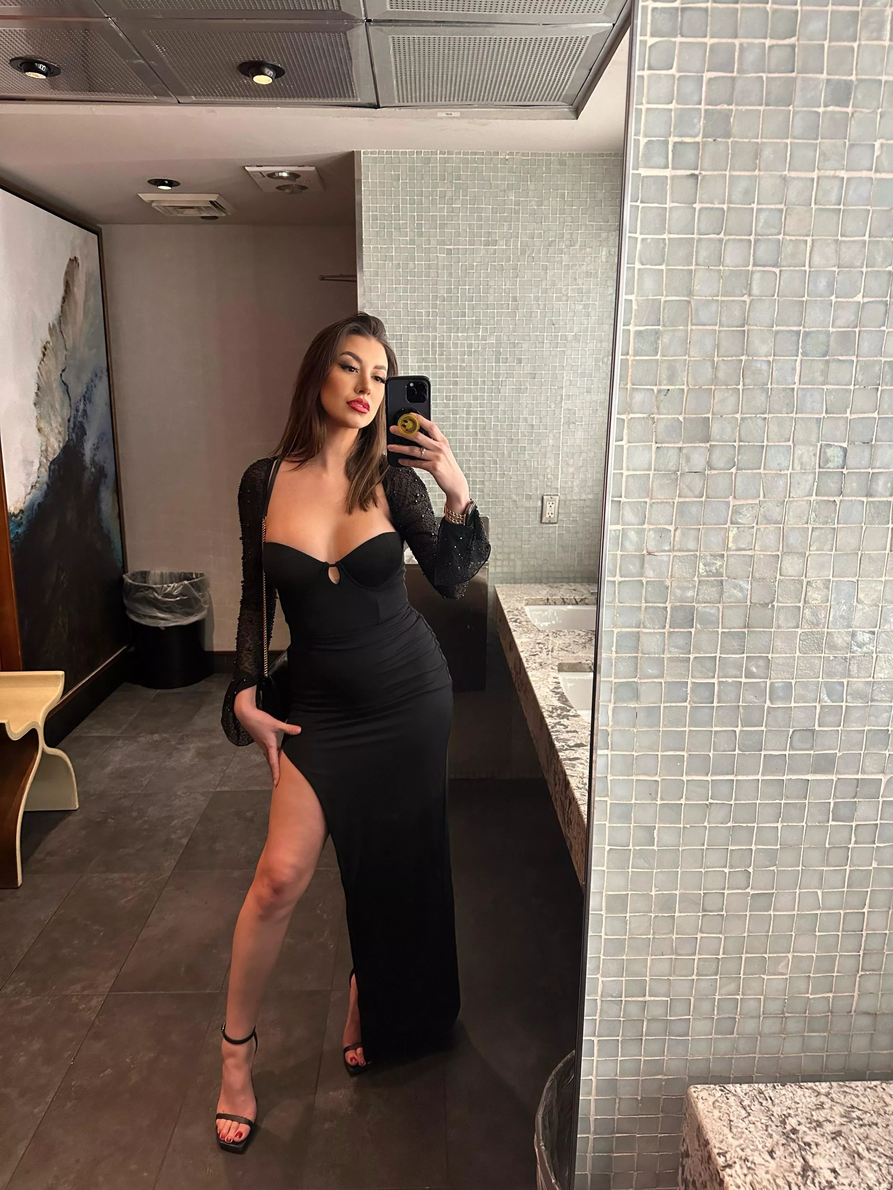 wearing a tight dress with slit, to show off my curves and legs posted by alyssajadexoxo