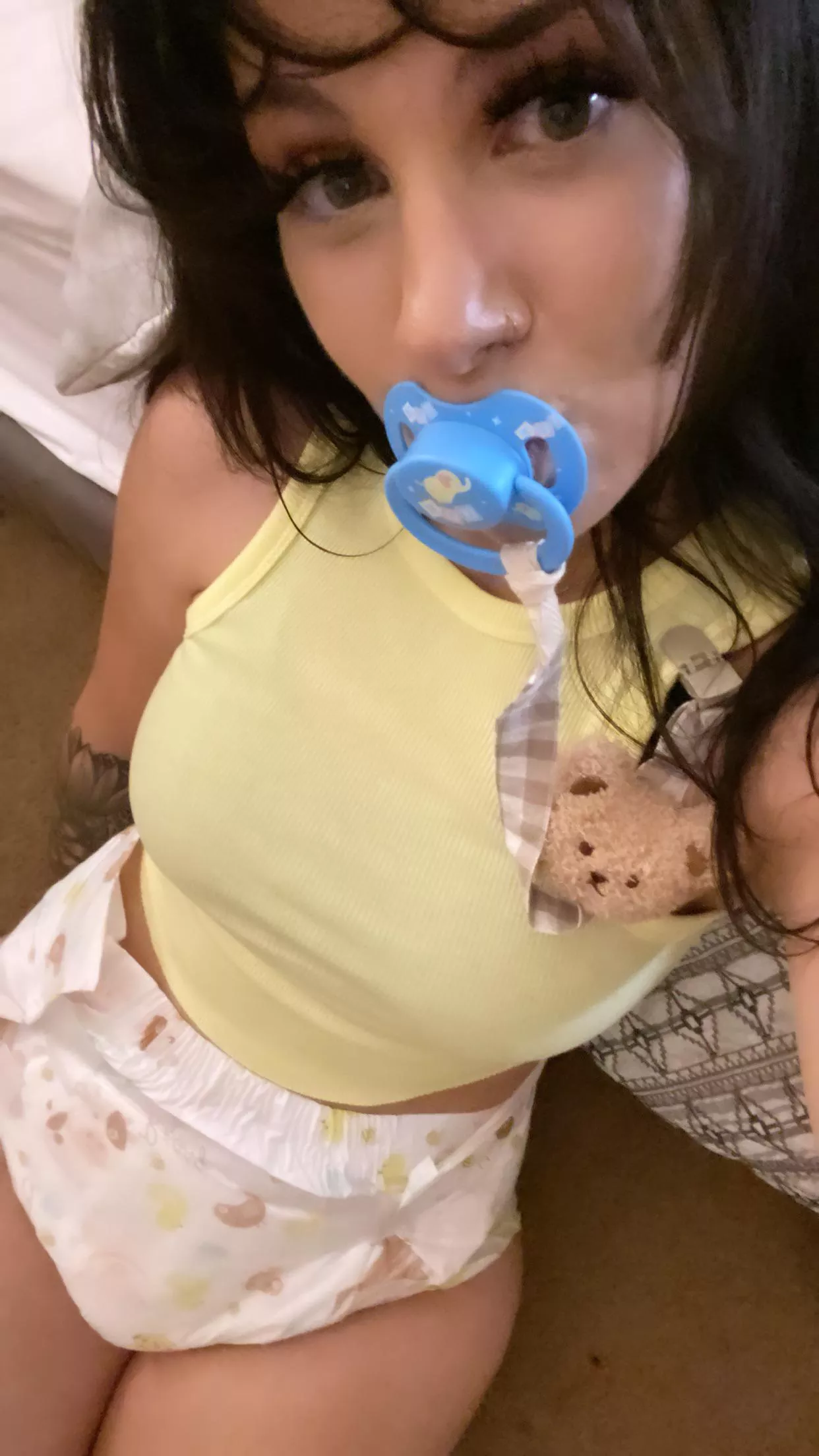 Daddy smacked a giant hole in my diaper yesterday when he punished me lol posted by daddaslittlestar
