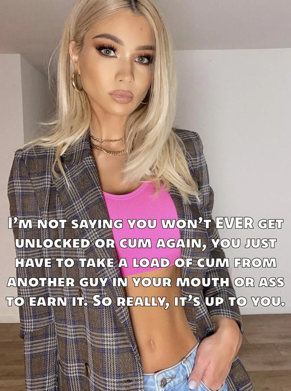 Decisions… What’s it to be, chastity boi? posted by biffa_b_