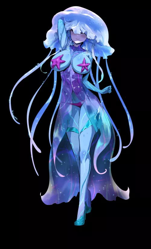 Jellyfish monster girl side heroine from Galactic Love Utopia by Kaijoseisoft