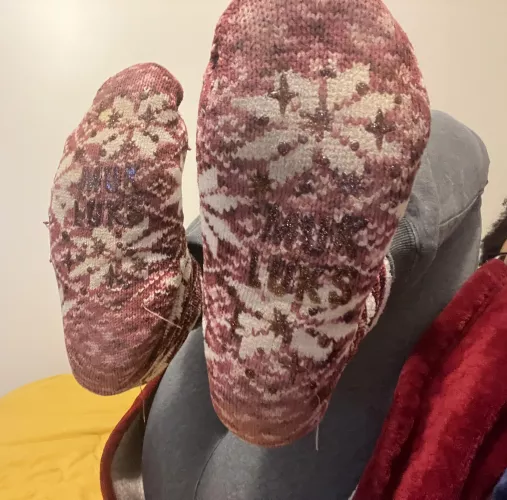 My frayed, dirty Christmas socks. They keep me warm!    🧸♥️ by Suspicious-Way-869