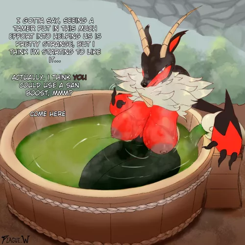 Incineram hot spring tease [F] (Artist:Plague W) by White-Whiskey