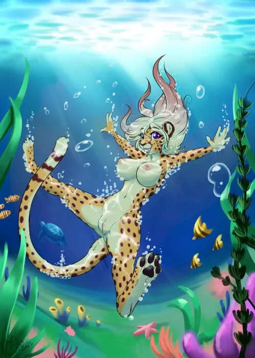 Kitty underwater [F] (Rika) by 5headedragon