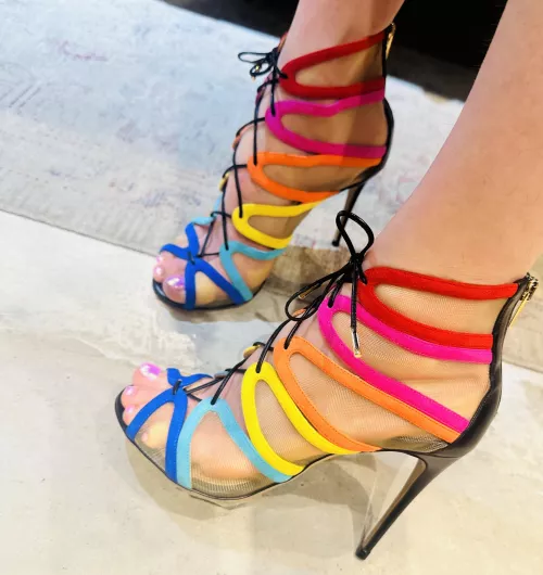 Some rainbow cage heels to brighten people’s feeds, I hope 🌈 by TaoTeRainbow