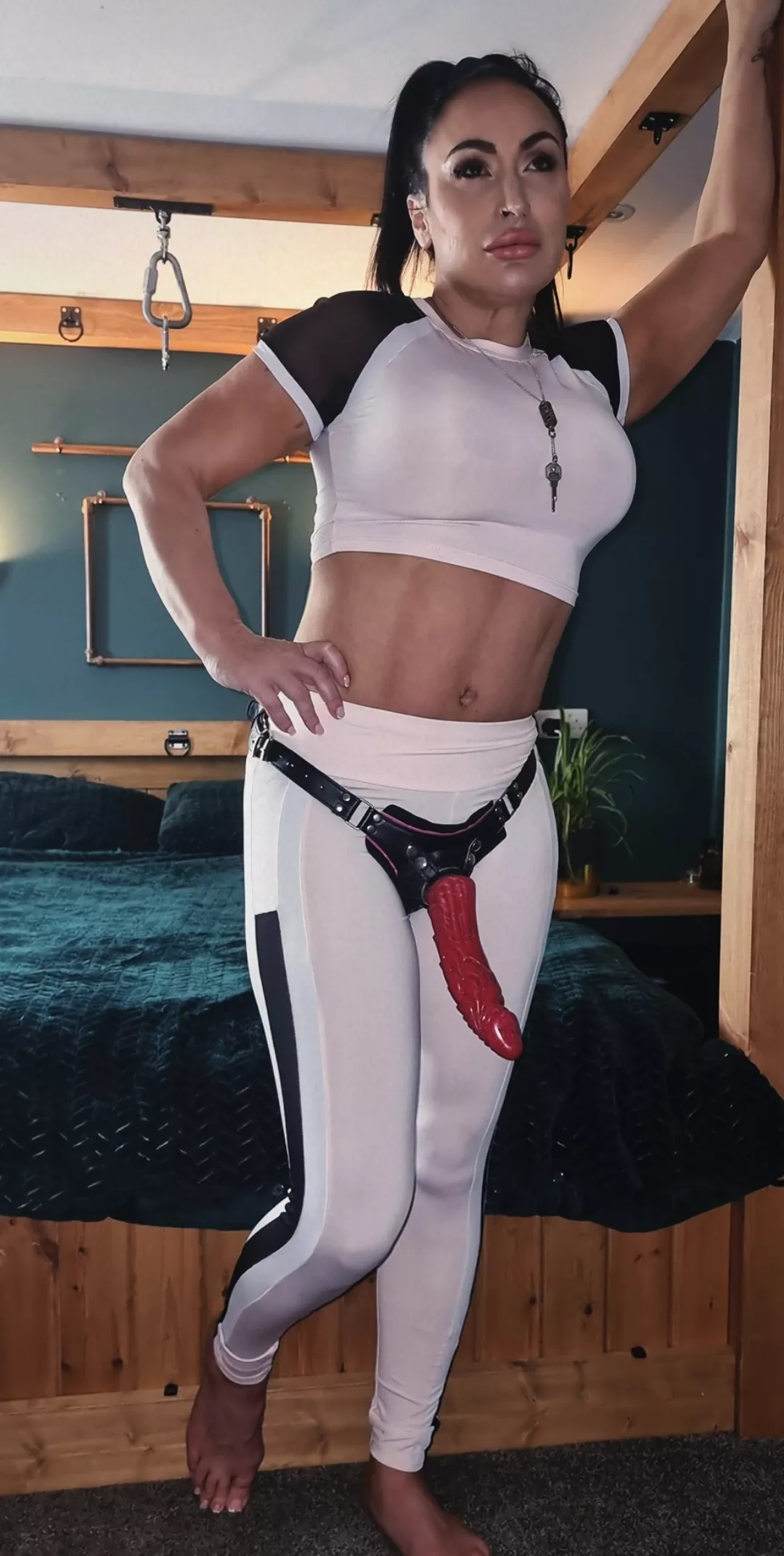 Dressed in my workout clothes, with my little red riding cock strapped on, I'm ready for a whole night of fun. posted by TheModernWife