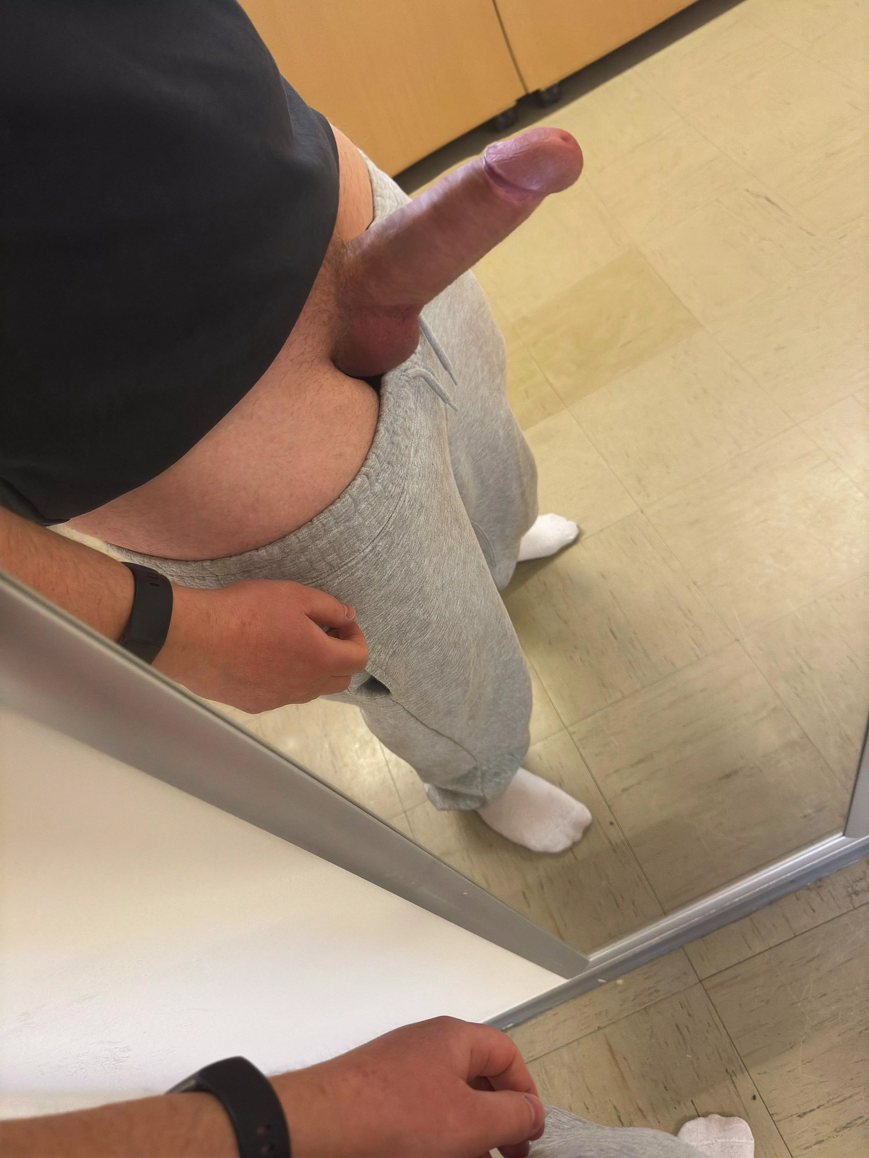 Fat cock in white sweatpants posted by No-Rent4587