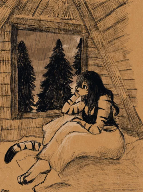 The Rain (art by me) by wonderwolf1182