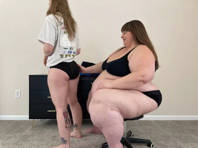 It’s super hot seeing how my old cross country clothes fit on Aurora and I! by LisaLouSSBBW