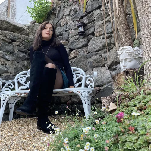 Knee high boots with stockings and a miniskirt by CulturalAd3010