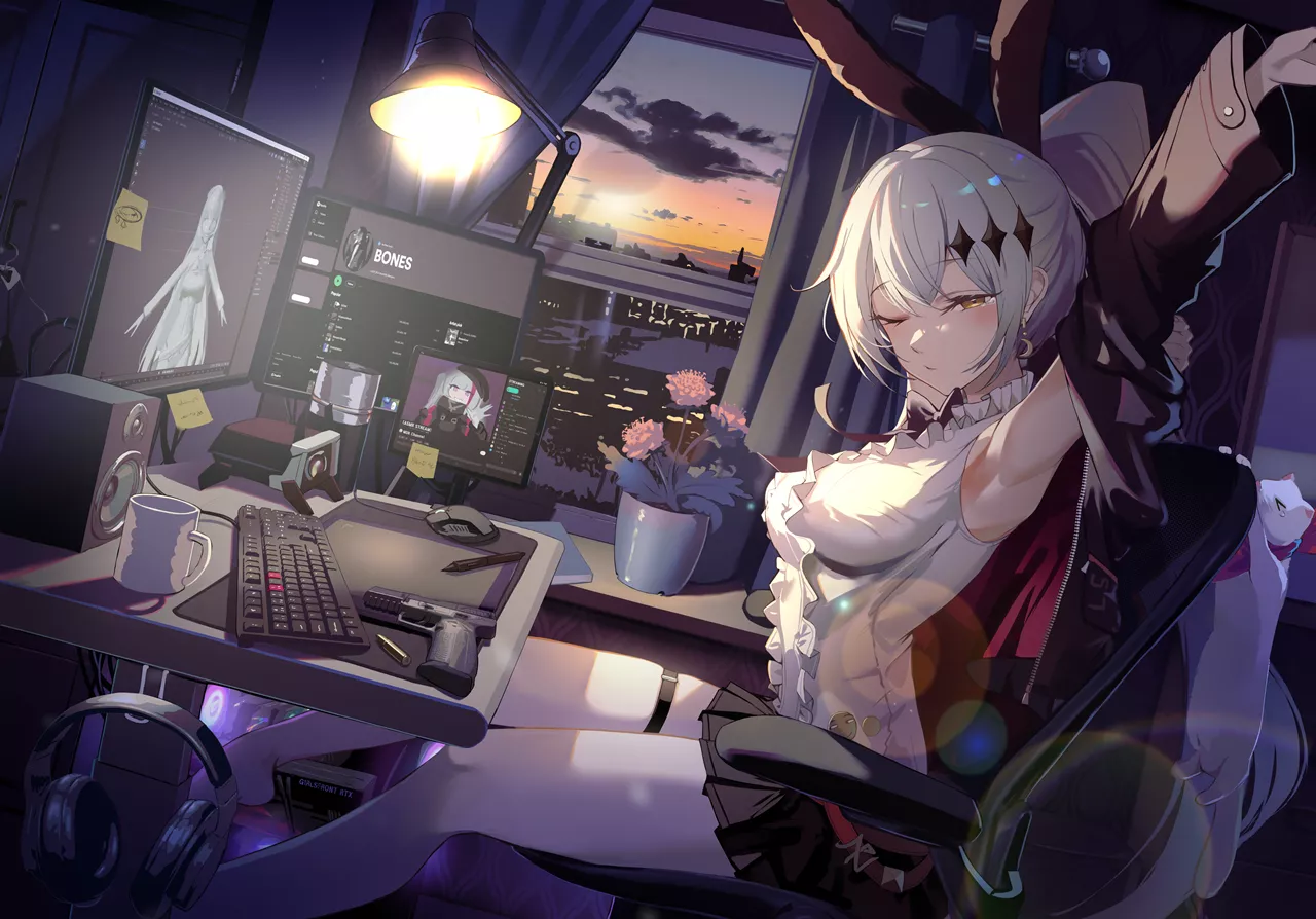 FN Five-seveN in front of the PC (NIAC) [Girls' Frontline] posted by TheRoySez