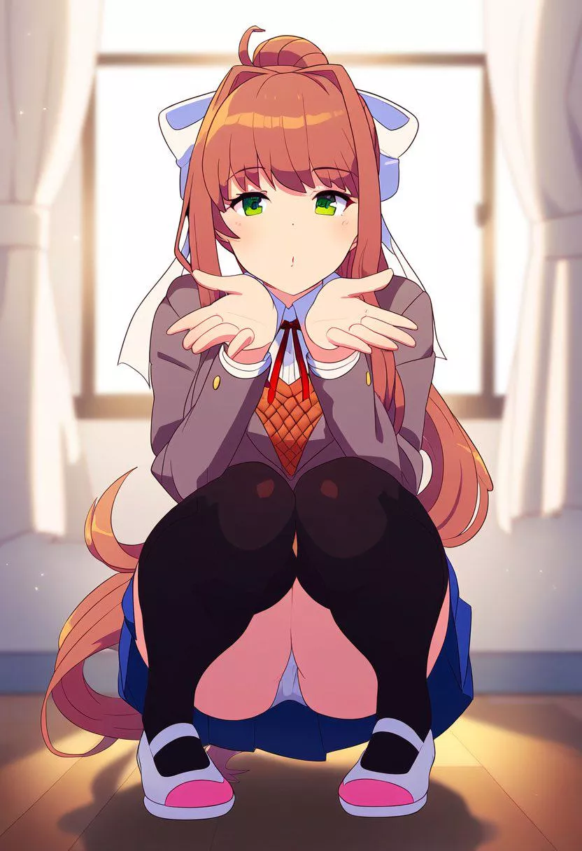 Just Monika stooping down posted by LafterMastr