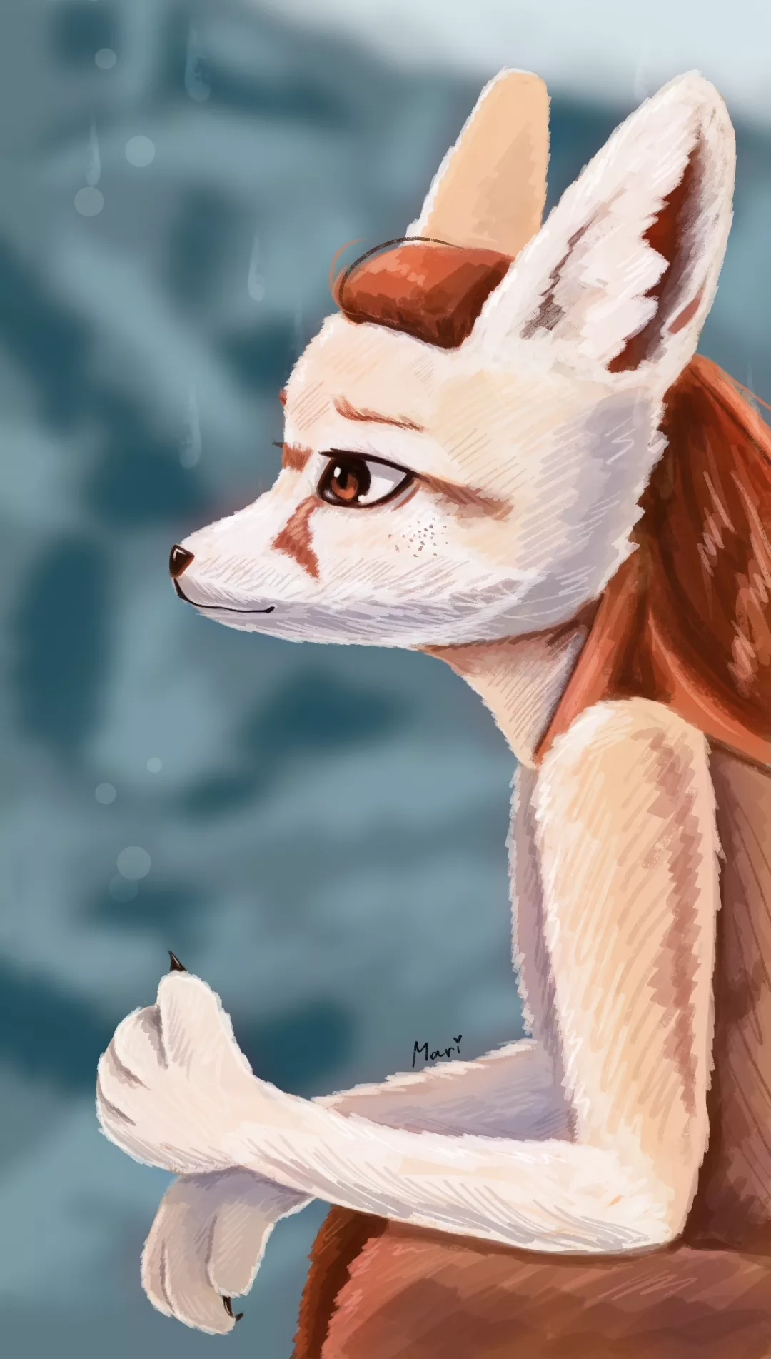 Still thinking about how do I want my fursona to look like,, (art by me) posted by Mari-san-20