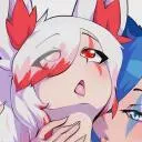 LF Color Source: 2girls, White Hair, Ahegao, Blue Hair, Red Highlights, Neck Kissing, Red Tattoo, Blue Tattoo, Fox Girls posted by Kelmirosue