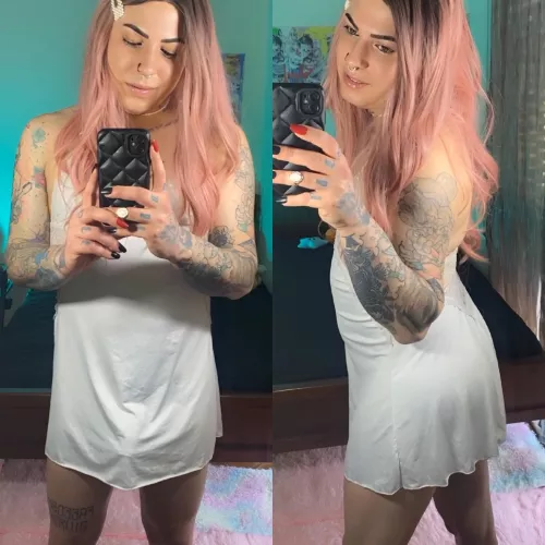 I love this babydoll, I feel so beautiful and hot wearing it 🤍  Tell me, do you like it? 🔥 by emmaink-trans