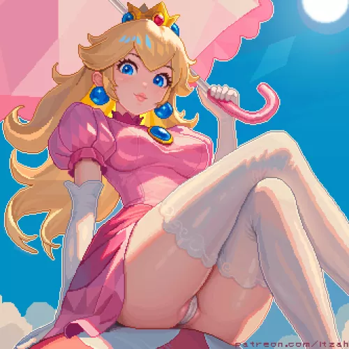 Princess Peach in a pixel picture perfect pose by LafterMastr