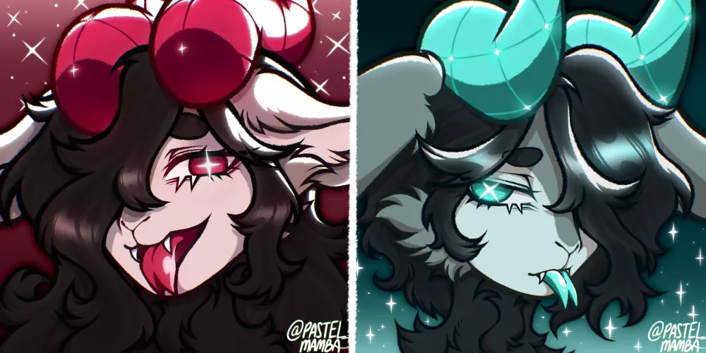 The two forms of my sona! Which one is your favourite? by PastelMamba