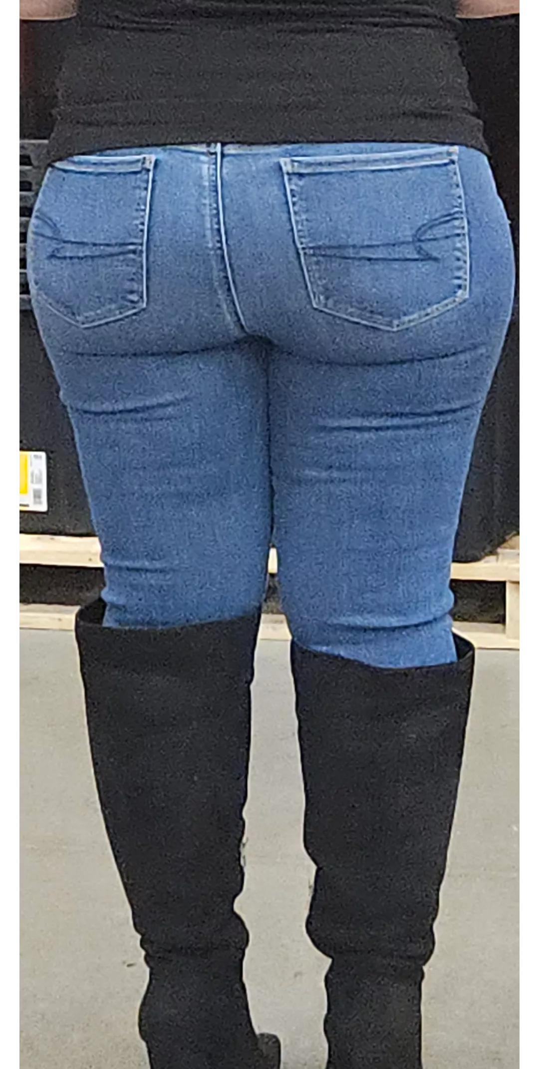 Blue jeans black boots  posted by MyOFisBigBootyK51