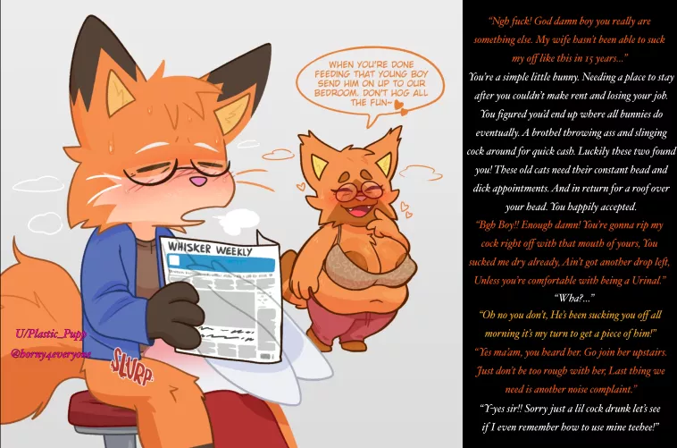 Bunny serving older couple [Dilf] [Milf] [Bisexual] [Oral] [Light Watersports] Artist is CrushPepper by Plastic_pupp