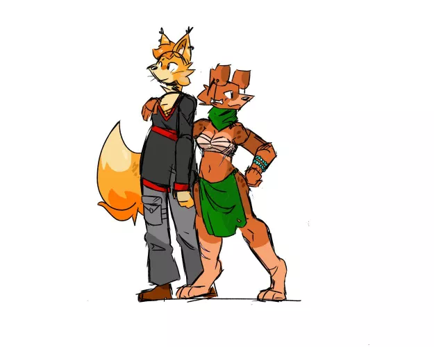 Drew me and a friend’s D&D characters! by Dogthedog17