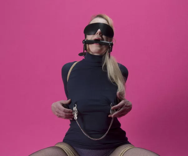 Gagged, tied, and some delightful nipple clamps for a good time. [F] by yourboundwife