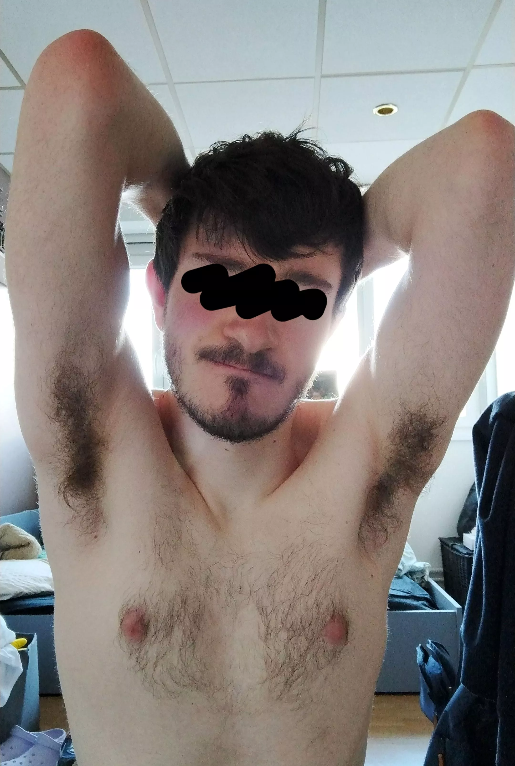 Get a faceful of my sweaty pit hair bro posted by Mint_disaster