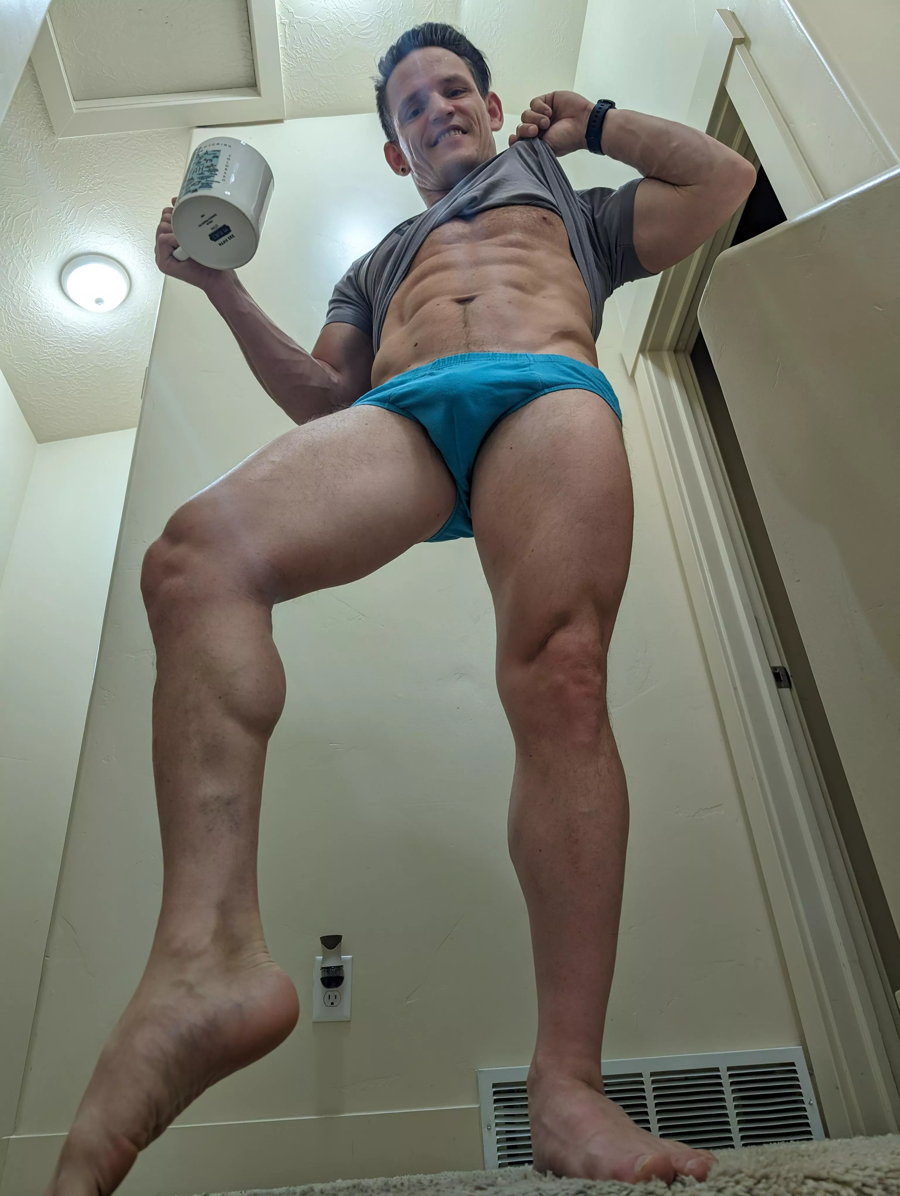 Good Morning Coffee with heavy cream and a side of blue underwear posted by gayvittles