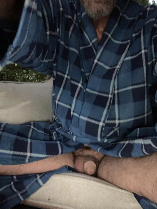 Playing peek-a-boo penis with the neighbors on the front porch by lookn4bear