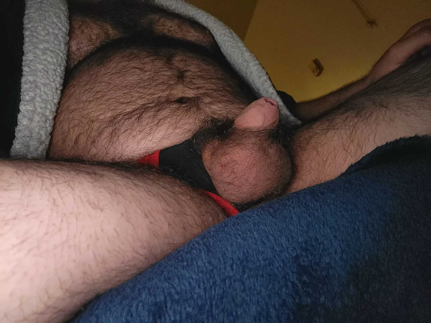 Still looking for likeminded pervy bears to chat with. How's this view of my soft cock and balls? C-ring slave jock on by MasterHydra