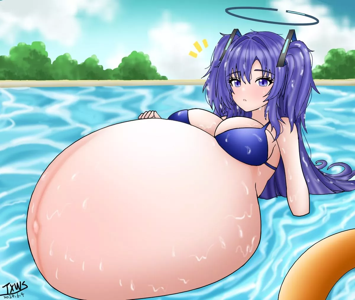 Pregnant Yuuka. Wonder how many she has in there.... (土星王孙) by HeavyLancerthe8th