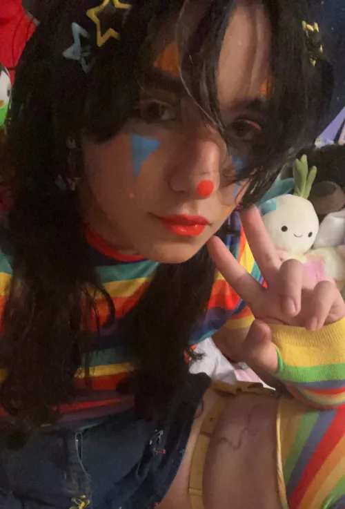 Clown outfit and makeup  by I_Merely_Exist_Here