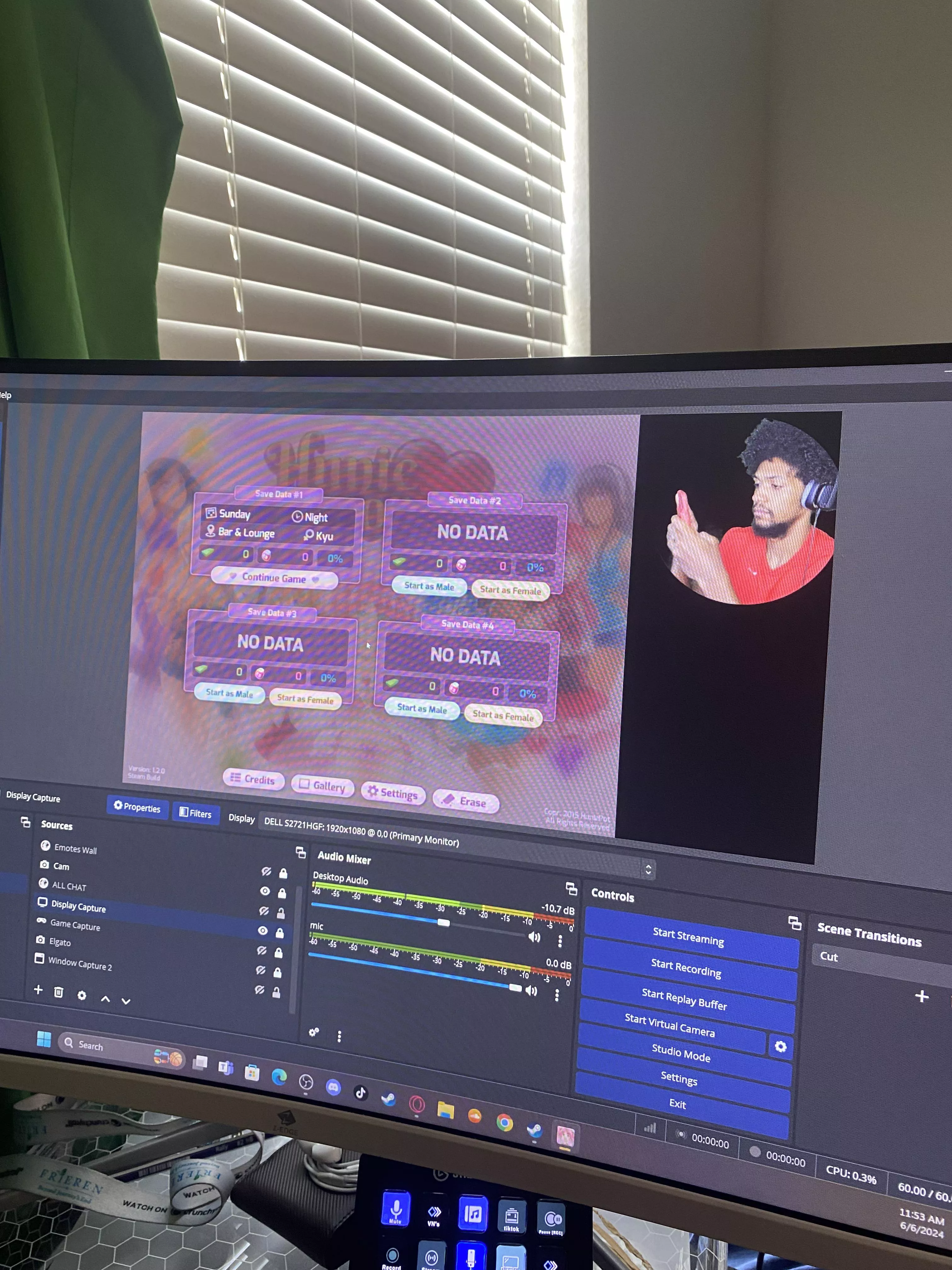 Hello I’m trying to record on OBS for hunie pop but for some reason I can’t capture my gameplay on full screen posted by SavePoints_