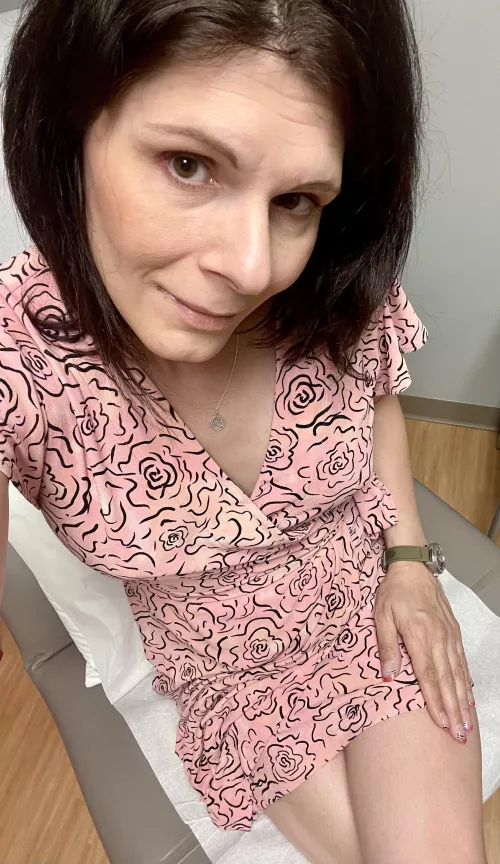 Me being flirty in my pretty in pink dress at the doctor’s 💖42F by TheRealAutumnGoddess