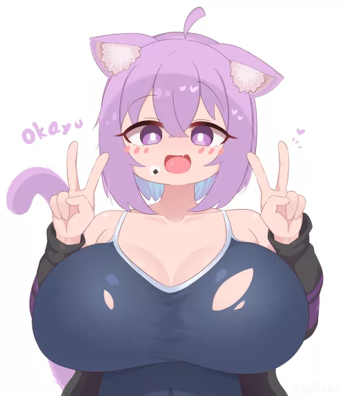 Nekomata Okayu Breasts [Hololive]  by mom09mo