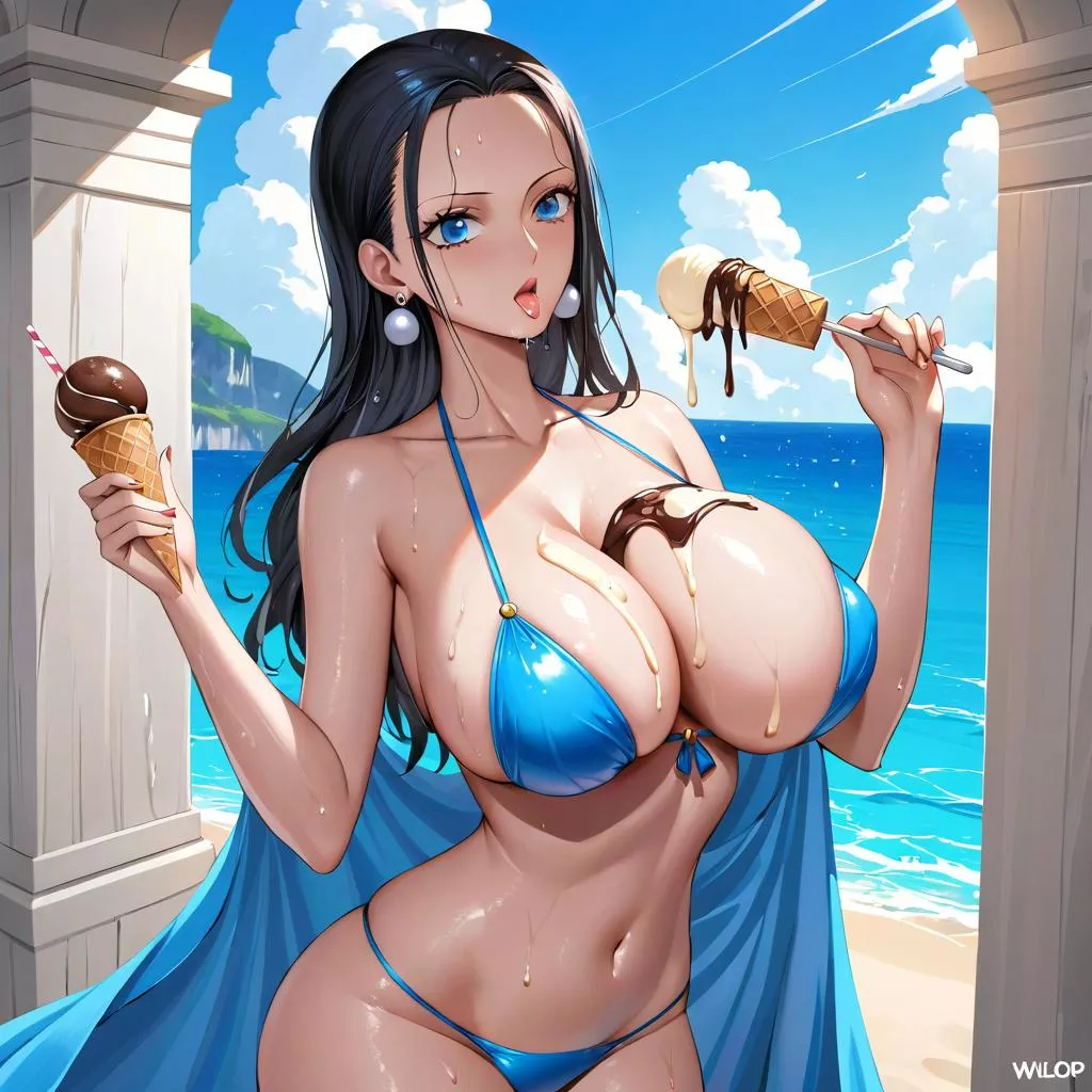 Nico Robin eating ice cream 4 posted by The_Dream_Edge
