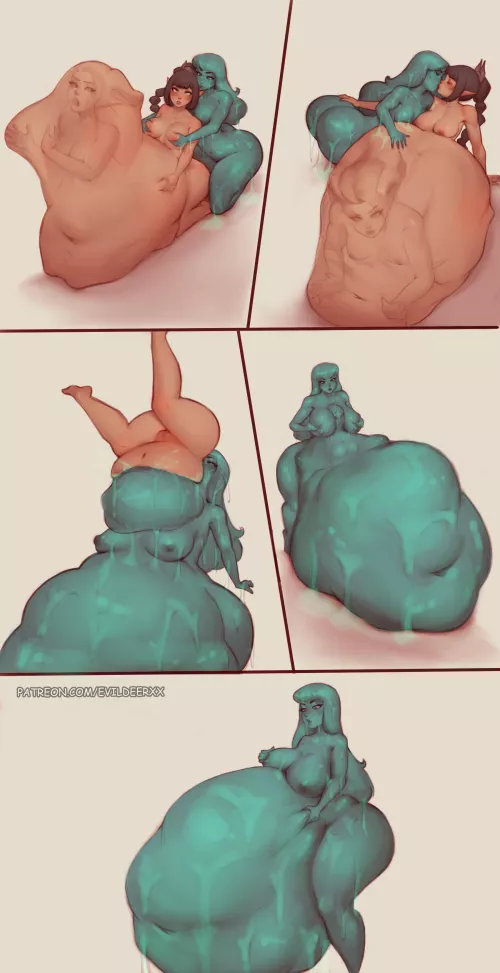 {Image} Comic Commission for Unknown (2) [Art By Evildeerxx] [Same Size] [Female Pred] [Female Prey]  by EvildeerXX