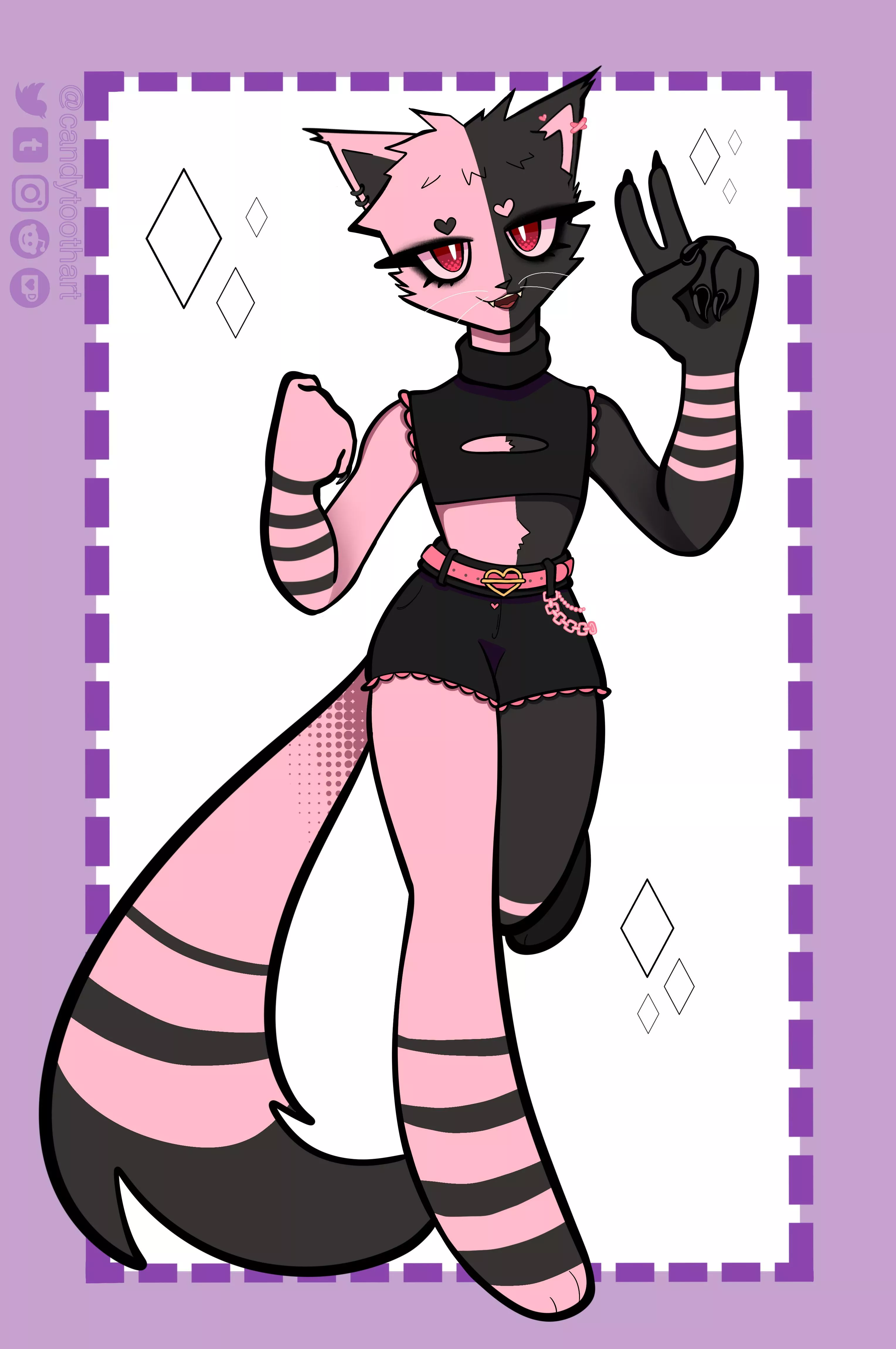 Just finished my new fursona!!! Thoughts? :3  posted by Candytoothart