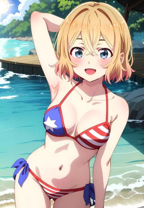 Nanami Mami Wearing Her Stars And Stripes Bikini (Rent A Girlfriend) by Csxc