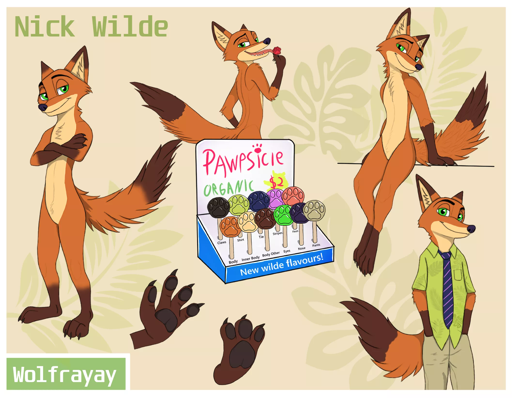 Nick Wilde Refsheet (Art by me) posted by Wolfrayay