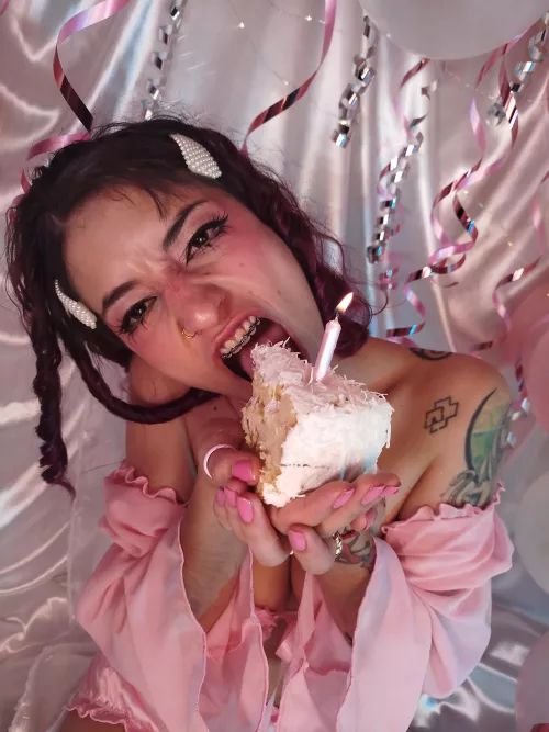 I think I can fit the whole cake! by JenaLux