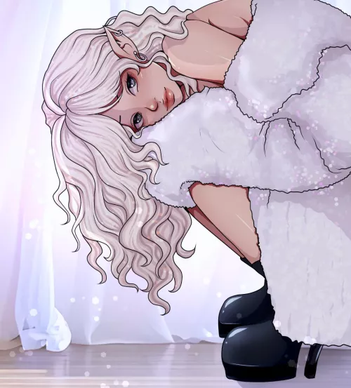 A drawing I did of elara Lumis an elf fashion model she was so fun to draw 💗 by Artisticjade