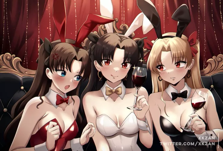 Bunny girls with wine by AnimeChan39