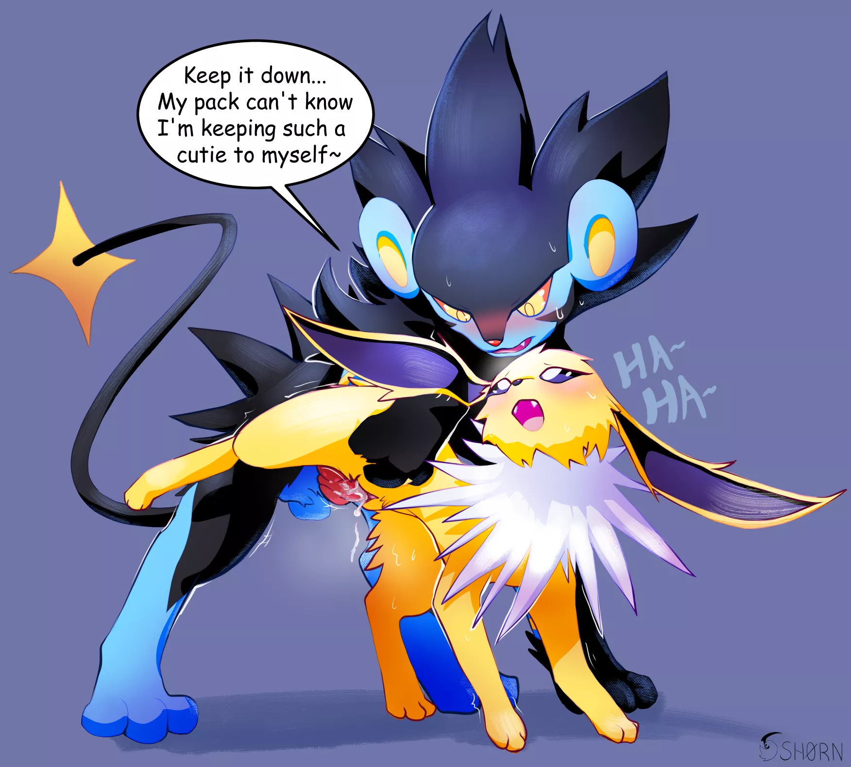 Luxray's finding out for himself what makes the eevees' so great ;) [MF] [DS-H0RN] posted by DS-H0RN